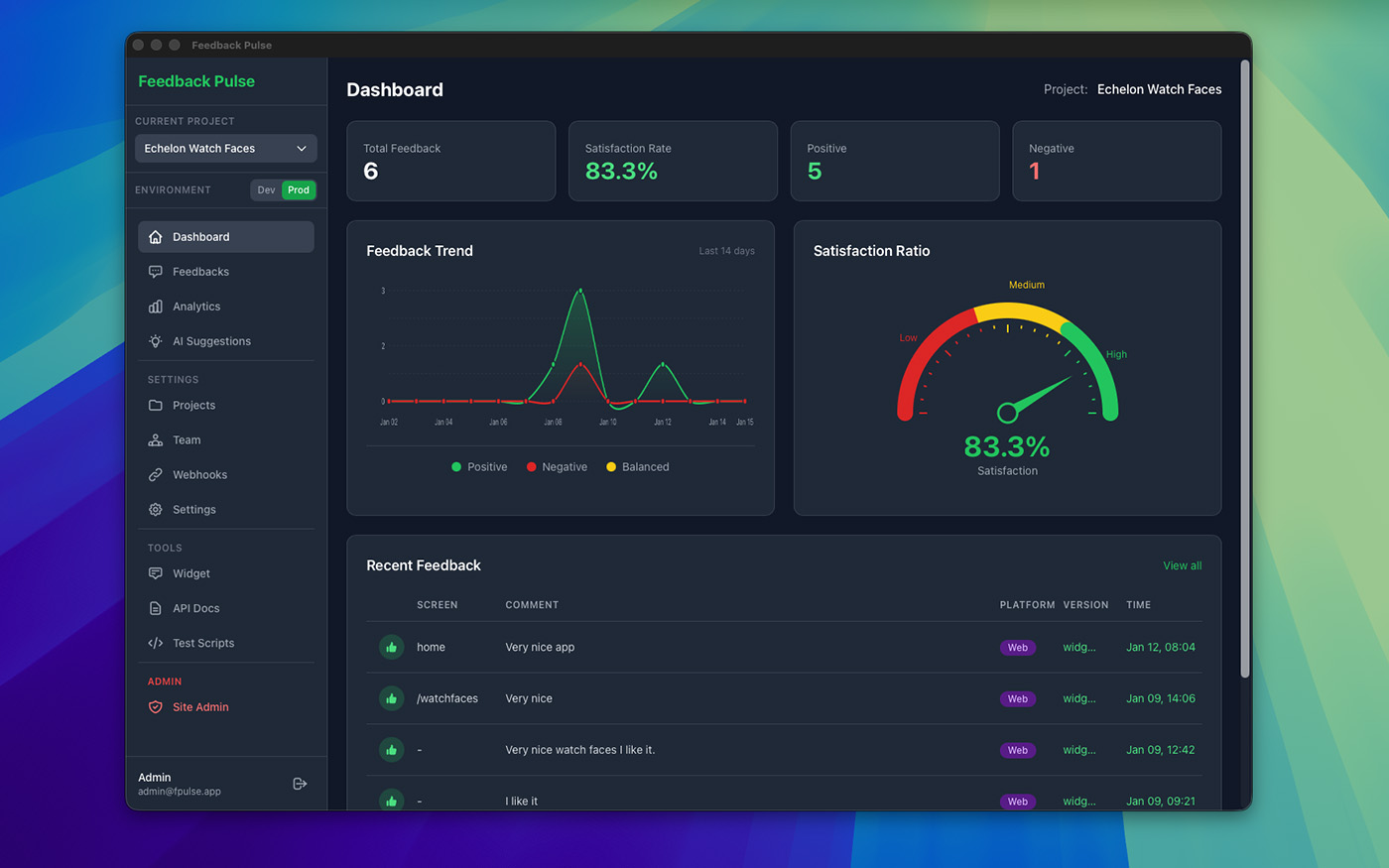 Feedback Pulse Desktop App Screenshot